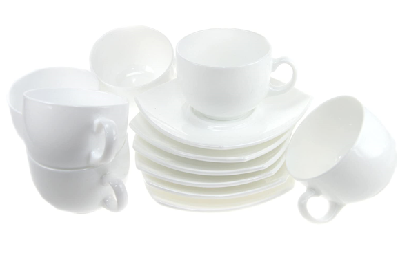 Juego de 6 taza y platillo delice blanco 214ml Arcoroc