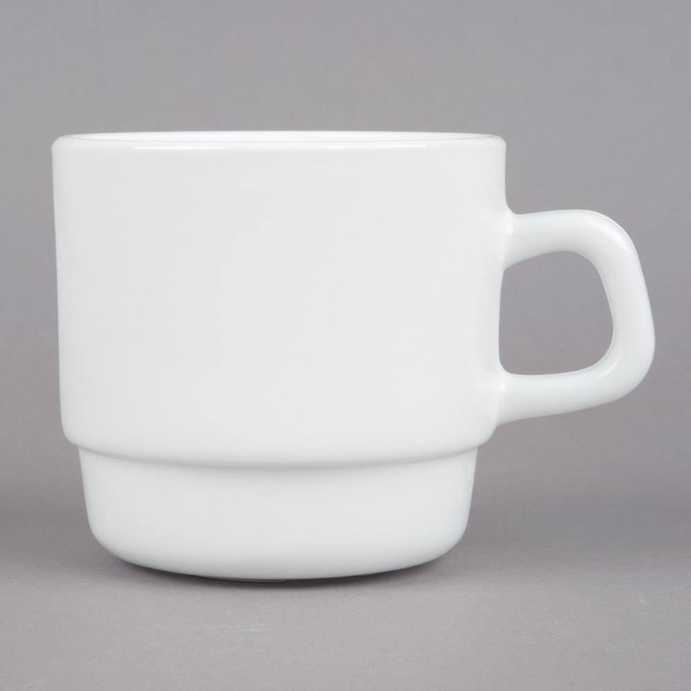 Taza Blanca de Vidrio Templado, 7 1/4 oz - Restaurante - Arcoroc