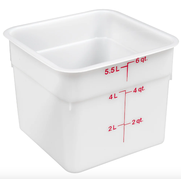 Recipiente cuadrado 5.7lts. polietileno blanco Cambro