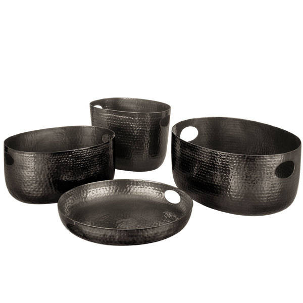 Tina para bebidas de aluminio martillado negro - 19&quot; x 14&quot; x 8 1/4&quot; - American Metal Craft