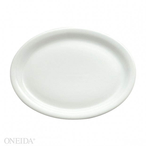 Plato Ovalado con Ala Angosta de Porcelana Fina Blanco Brillante, 28.8 cm - Oneida