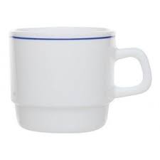 Taza Blanca de Vidrio Templado Filet Delft, 7 1/4 oz (Outlet) - Arcoroc