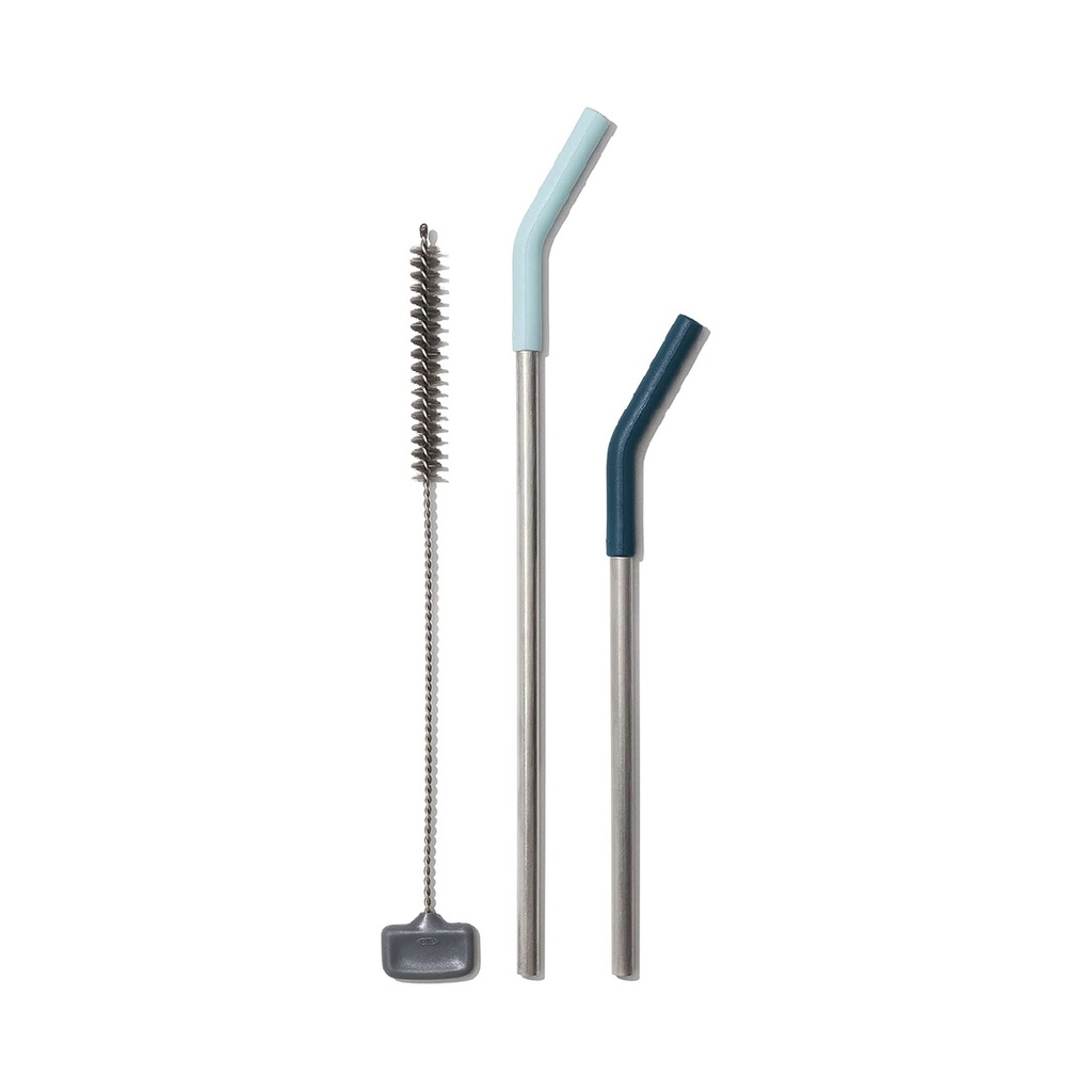 Set de 3 piezas de Pitillo Reutilizable Azul / Verde - Oxo