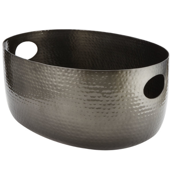 Tina para bebidas de aluminio martillado negro - 19&quot; x 14&quot; x 8 1/4&quot; - American Metal Craft