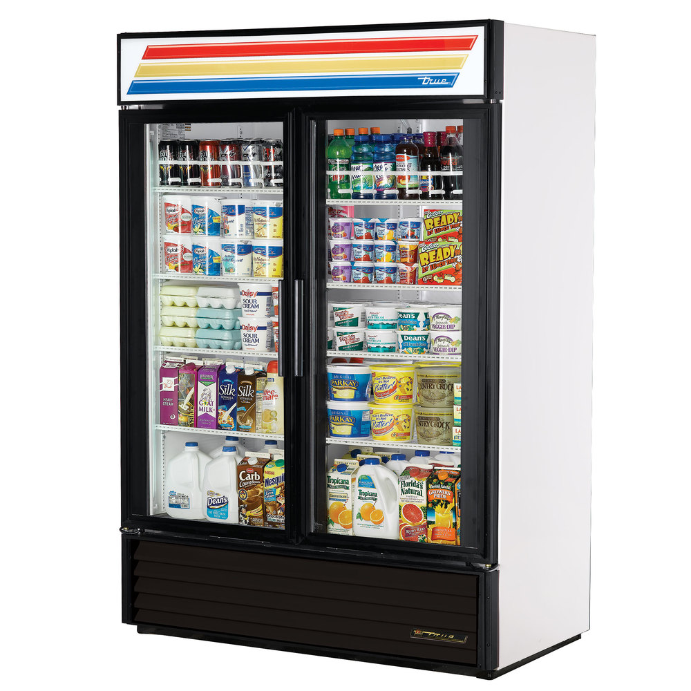 Exhibidor refrigerado, 2 puertas de vidrio, 8 parrillas, luz led, refrigerante HC R290, 54" de frente - True