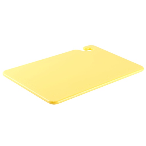 [CB121812YL] Tabla de corte amarilla 12" x 18" x 1/2" gancho para colgar - San Jamar