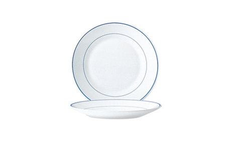 [22613] Plato Redondo Blanco de Vidrio Templado, Filet Delft, 19.5cm - Arcoroc