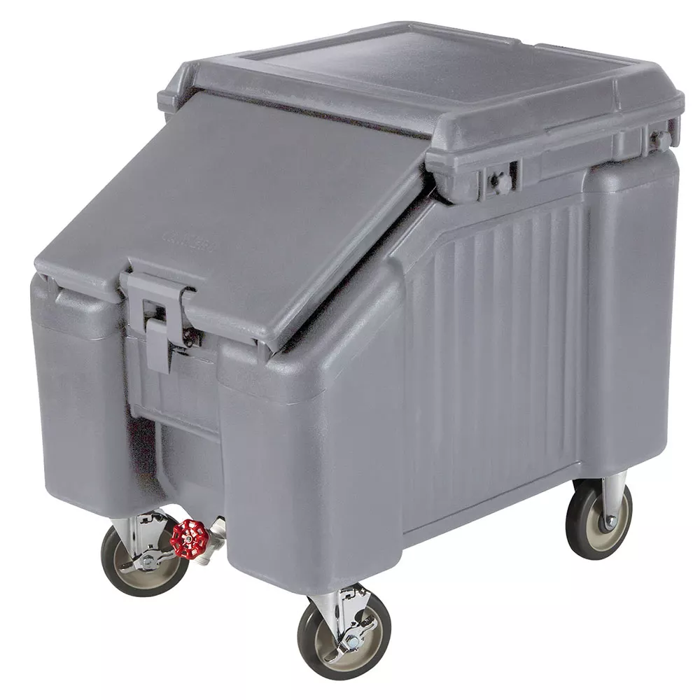 Carro hielo tapa deslizable cap. 46 kg 57 x 77 x 73cm gris granito Cambro