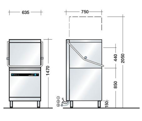 Máquina de lavado de capota con pared posterior, UPster H500 - Meiko 