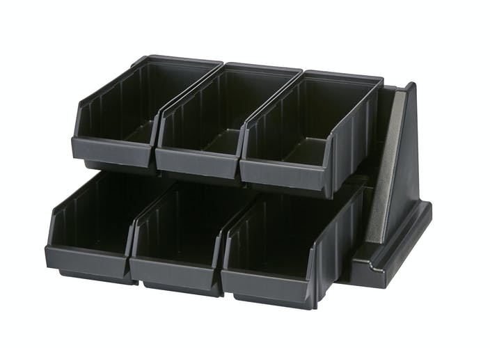 Soporte con 6 recipientes polietileno negro Cambro