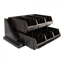 Soporte con 6 recipientes polietileno negro Cambro