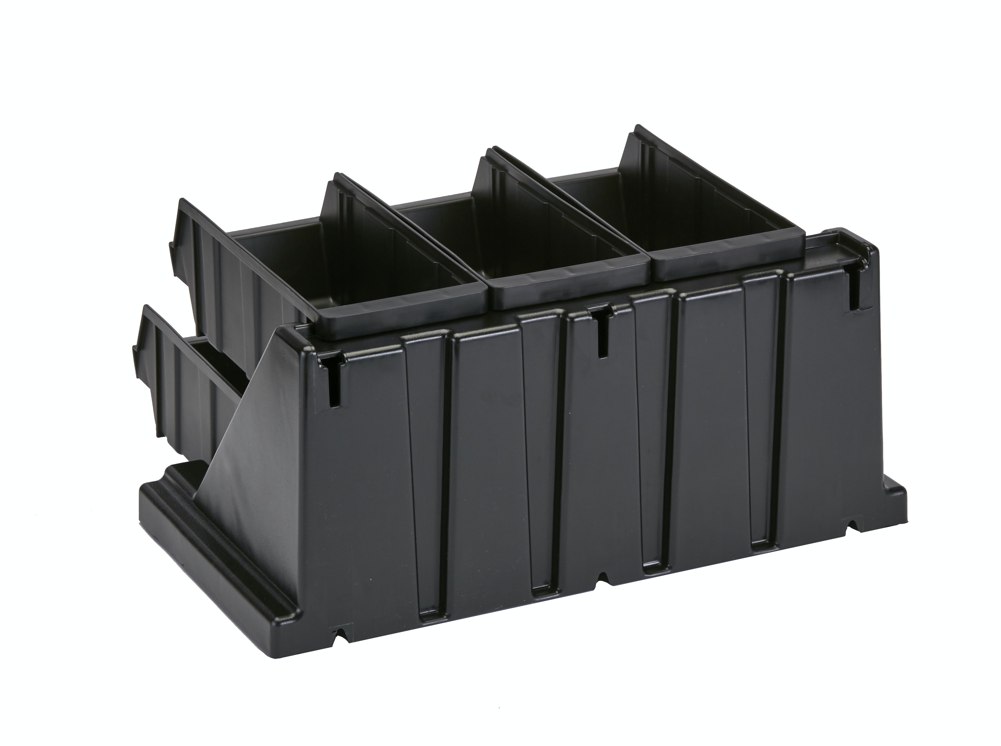 Soporte con 6 recipientes polietileno negro Cambro