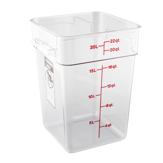 Recipiente cuadrado 20.8lts policarbonato transparente Cambro