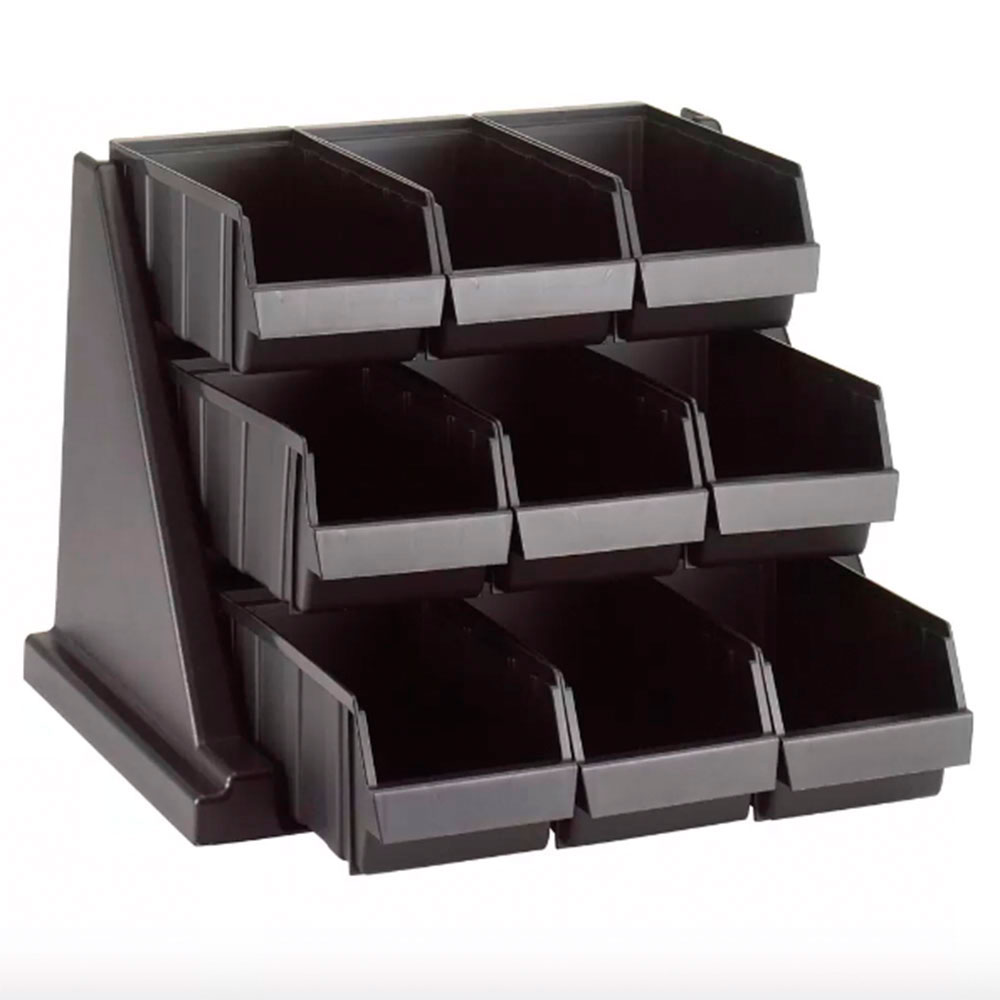 Soporte con 9 recipientes polietileno negro Cambro