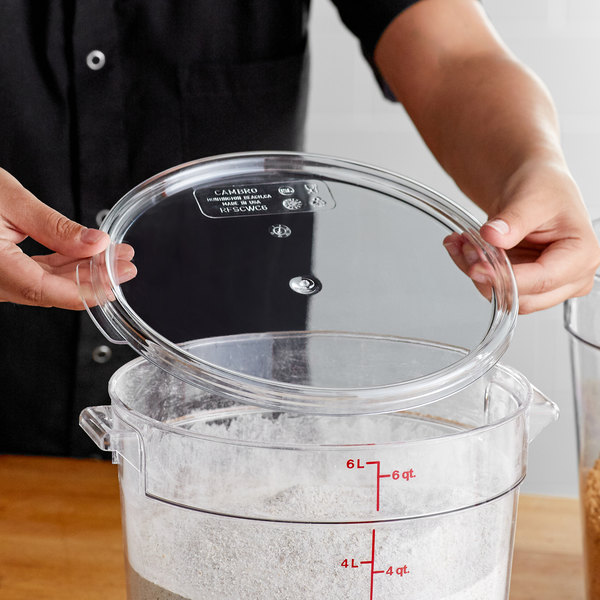Tapa redonda para recipientes de 5.7 y 7.6lts de policarbonato Cambro