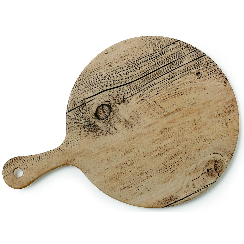 Tabla de exhibición circular en melamina acabado madera de roble de 7.75" de diámetro con asa - GET 