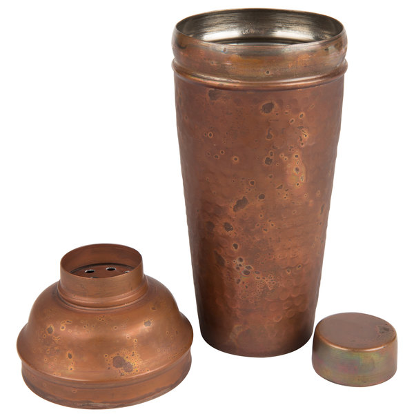 COCKTAIL SHAKER, ANTIQUE COPPER, HAMMERED, 24 OZ. 4_ DIA. X 9-1/4_ H - American Metalcraft