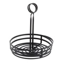 Canasta de condimentos plana de 7 7/8 "con asa ranurada, color negro - American Metal Craft