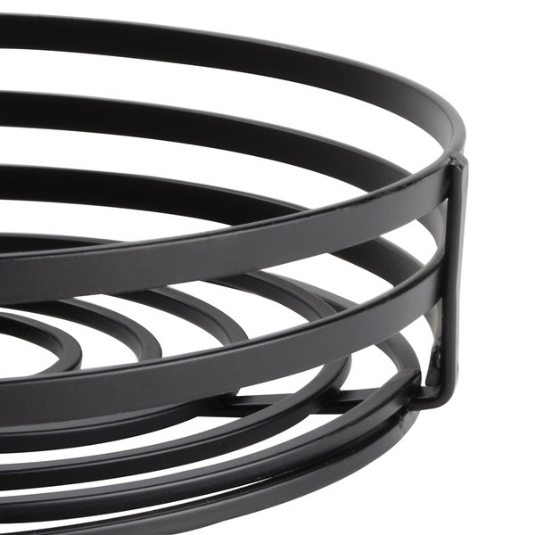 Canasta de condimentos plana de 7 7/8 "con asa ranurada, color negro - American Metal Craft