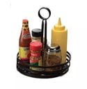 Canasta de condimentos plana de 7 7/8 "con asa ranurada, color negro - American Metal Craft