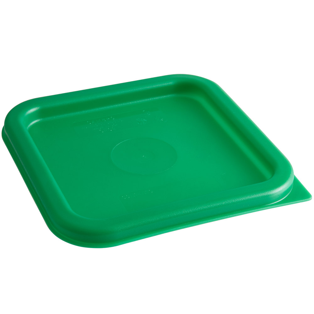 Recipiente cuadrado de almacenamiento de 2 qt. con tapa verde - Cambro