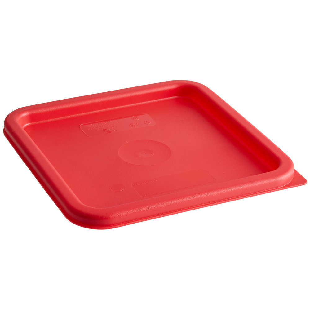 Recipiente cuadrado de almacenamiento de 8 qt. con tapa roja - Cambro