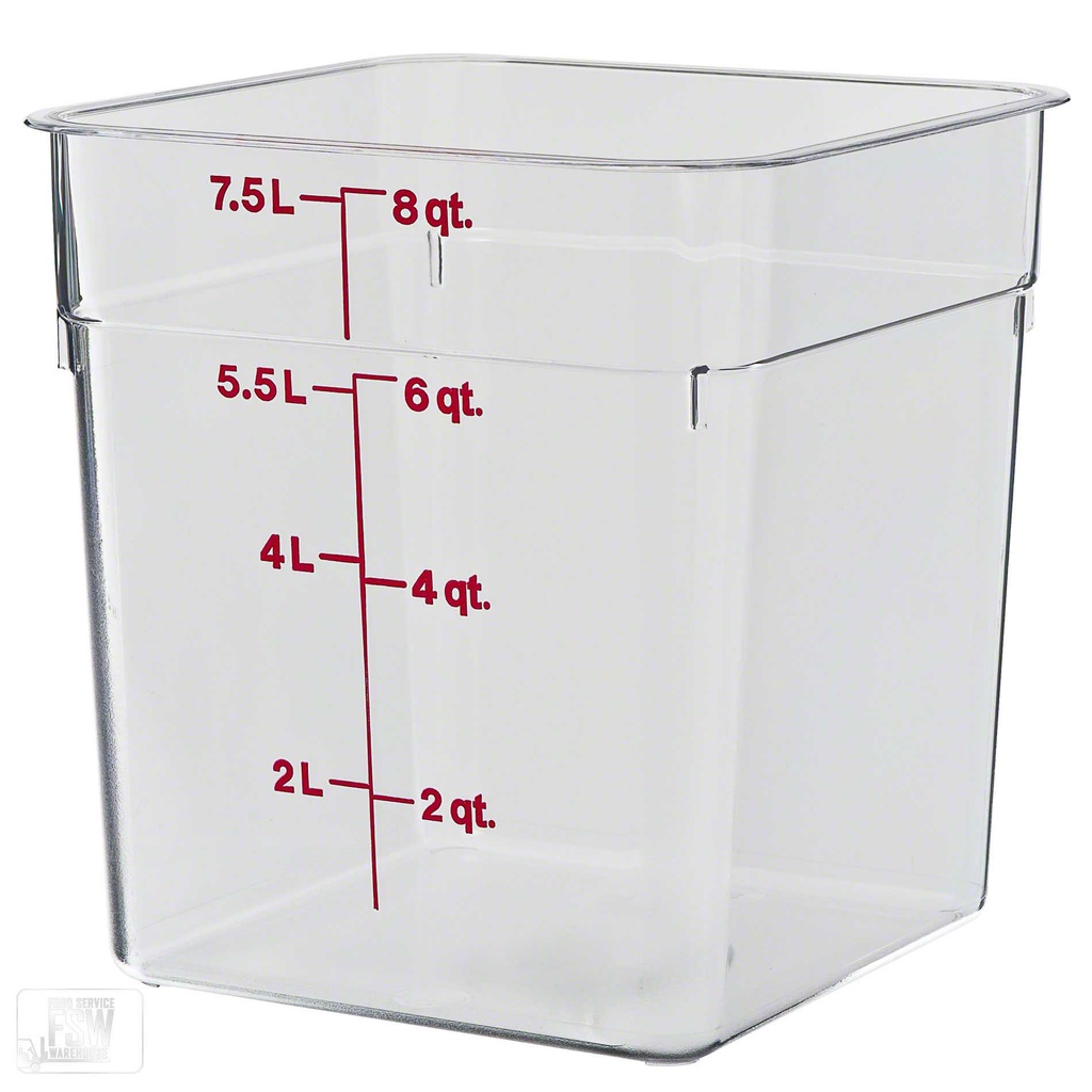 Recipiente cuadrado 7.6lts. policarbonato transparente - Cambro China