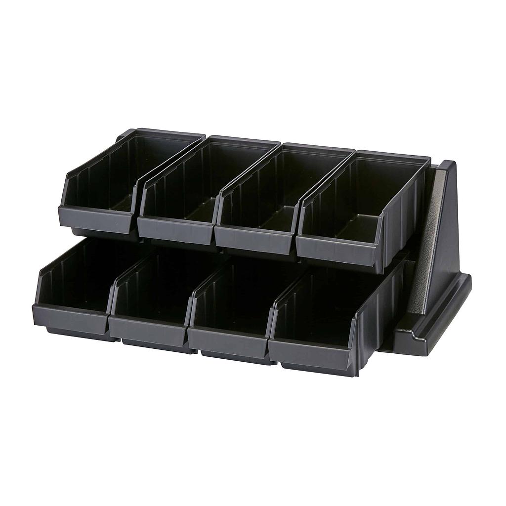 Soporte con 8 recipientes polietileno negro - Cambro USA