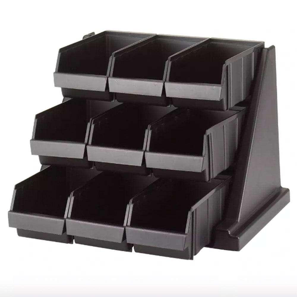 Soporte con 9 recipientes polietileno negro - Cambro USA