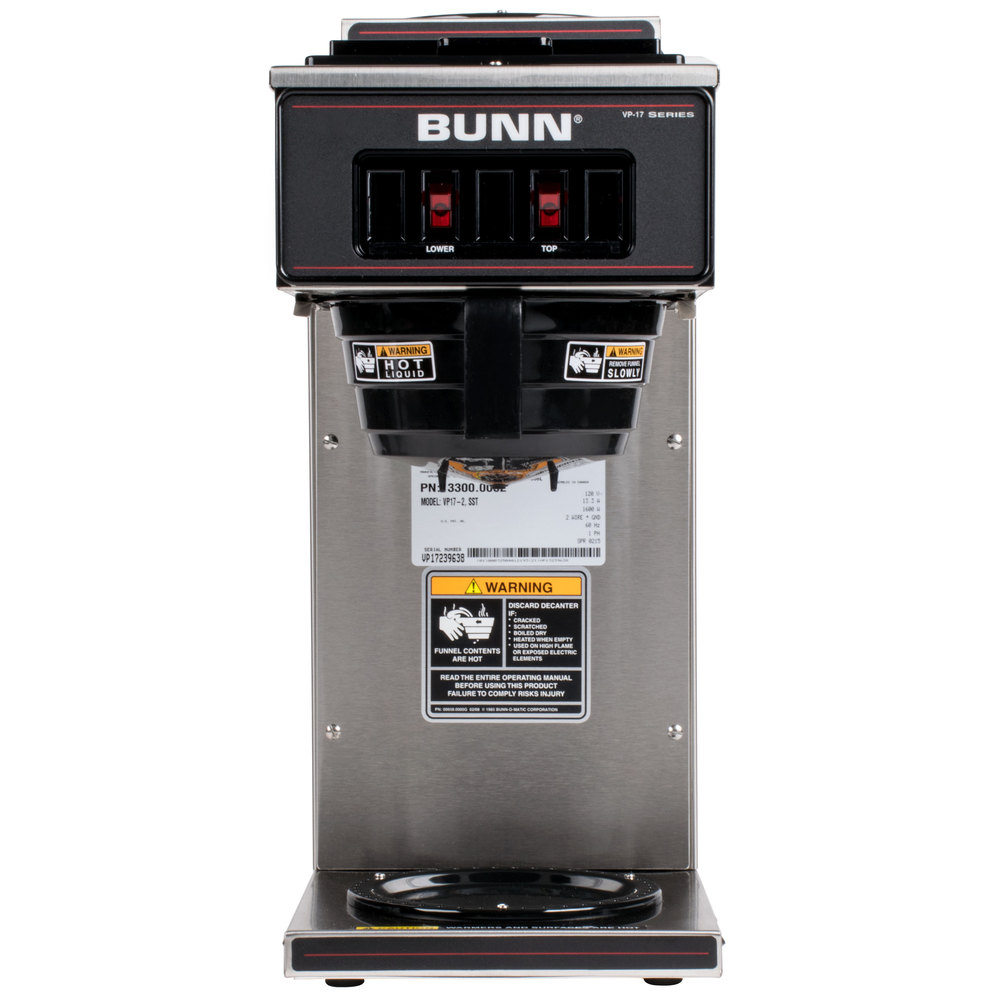 Vp17-2 pourover maquina café goteo carga manual para 2 jarras - Bunn