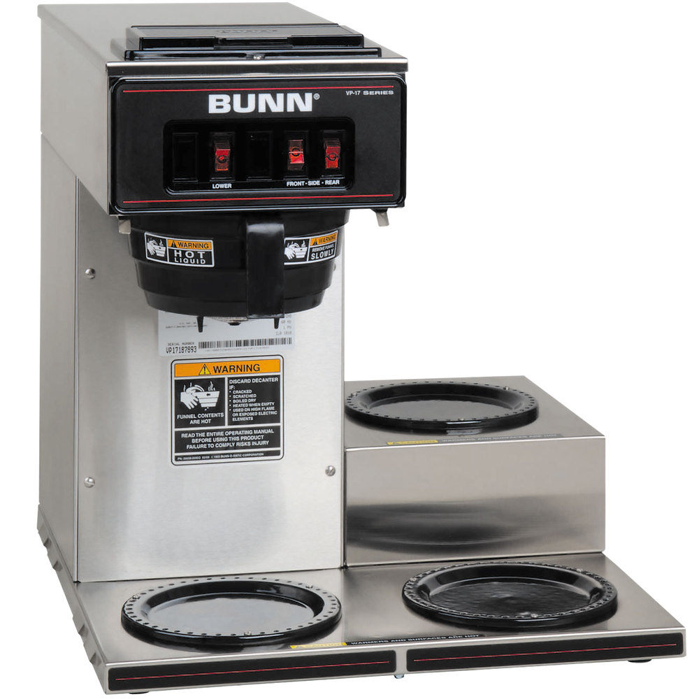 Vp17-3 ss pourover maquina café goteo carga manual 3 hornillas - Bunn