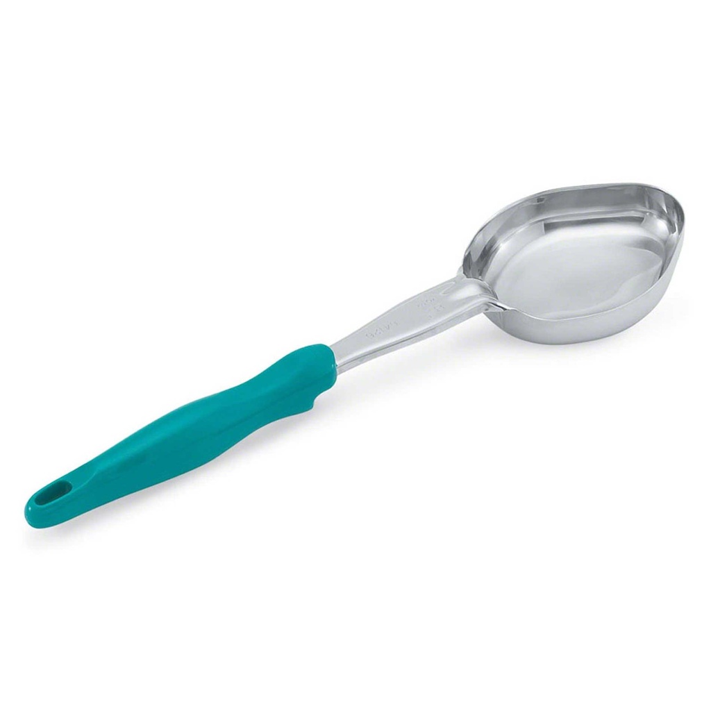 Cucharon porcionar ovalado 6 oz inox mango verde - Vollrath