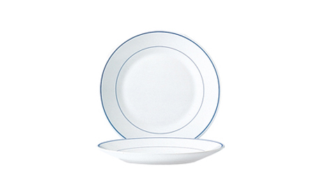 Plato Redondo Blanco de Vidrio Templado, Filet Delft, 19.5cm - Arcoroc