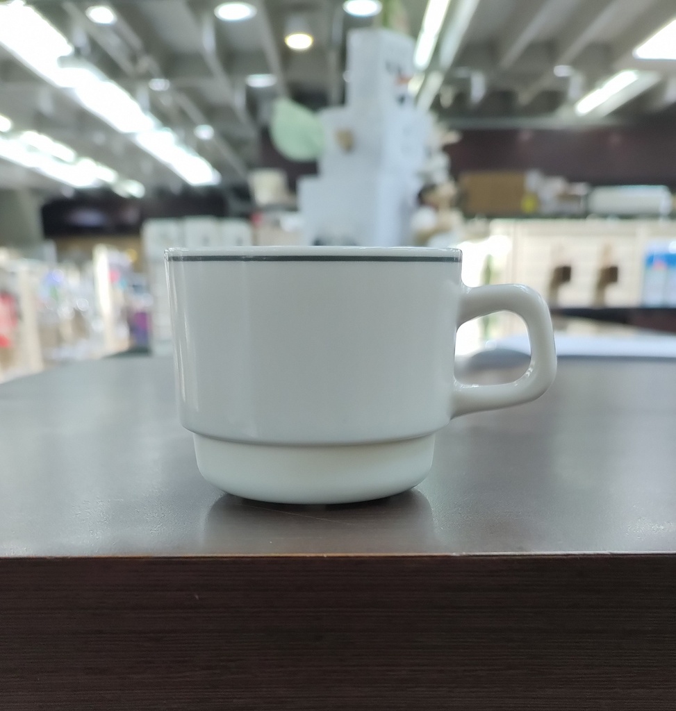 Taza Vidrio Templado, Franja Gris 184 ml (Outlet) - Arcoroc