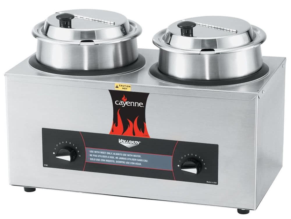 Retermalizador de 2 receptáculos con dos insertos de 3.9 litros c/u con tapa - Vollrath