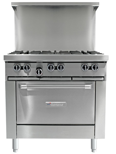 Estufa a gas de 6 puestos de 36" con espacio de almacenamiento inferior - Garland