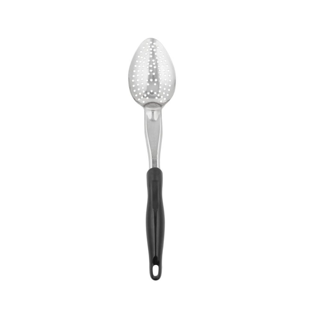 Cuchara perforada con mango negro ergonómico - Vollrath