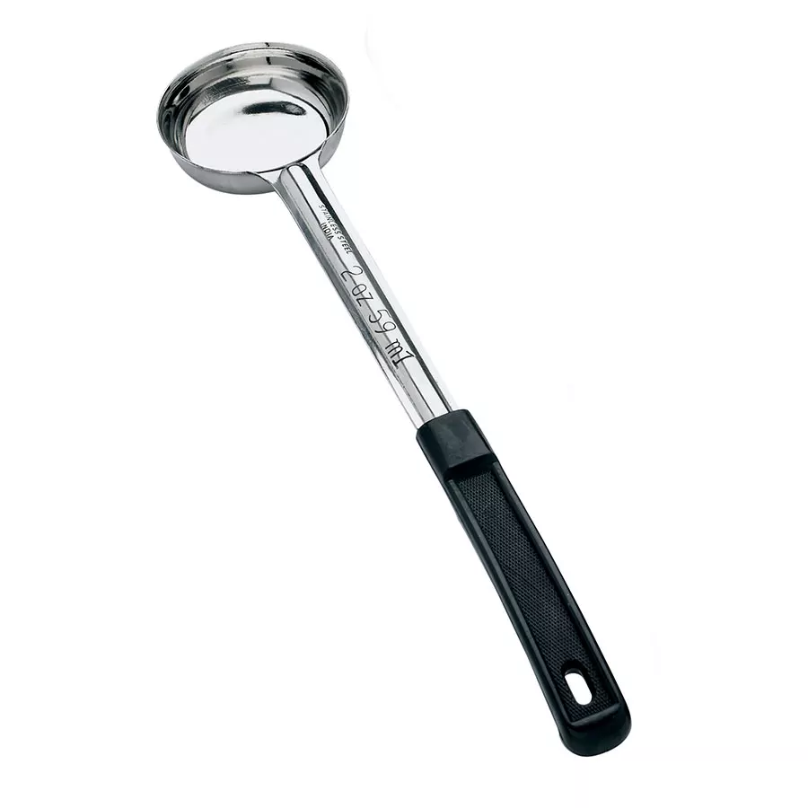 Cuchara sólida de una pieza con mango negro de 2 oz - Browne