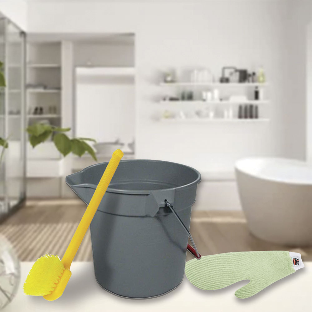 Kit de limpieza: balde + cepillo + guante de microfibra - Rubbermaid Local