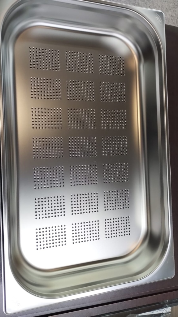 Azafate perforado gn 1/1 de 6.5 cm en acero inoxidable - Ozti