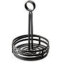 Canasta de condimentos plana de 7 7/8 "con asa ranurada, color negro - American Metal Craft