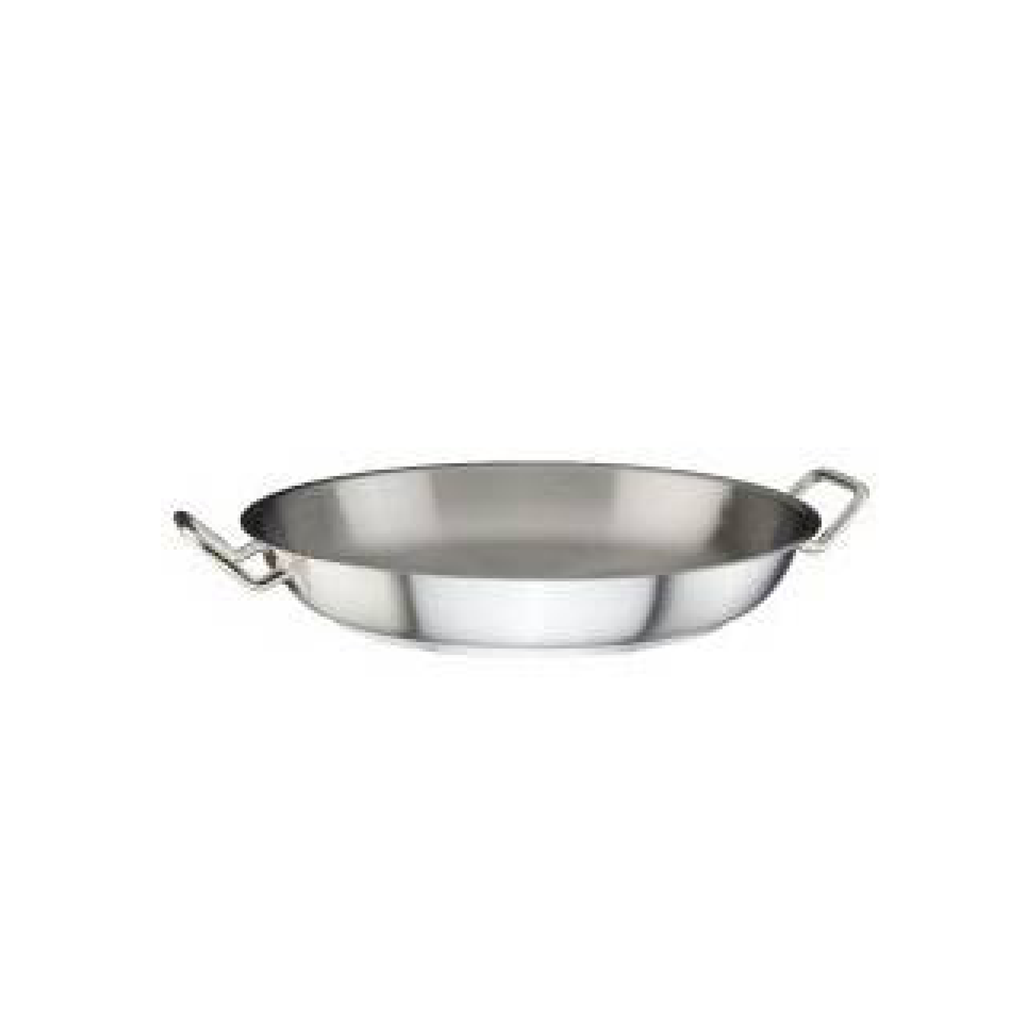 Olla para paella en acero inoxidable, acabado espejo, 2 asas, diámetro 40 cm. de diámetro, compatible para inducción - Ozti