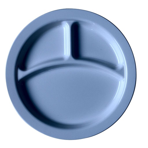 [93CW401] Plato 3 compartimientos policarb borde delgado 9" 22.8cm azul - Cambro USA