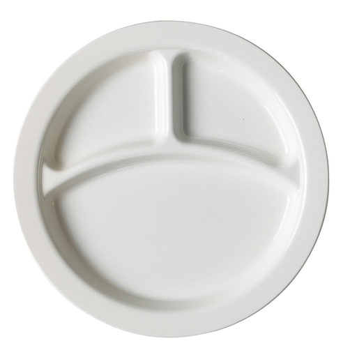 [93CW148] Plato 3 compartimientos policarb borde delgado 9" 22.8cm blanco - Cambro