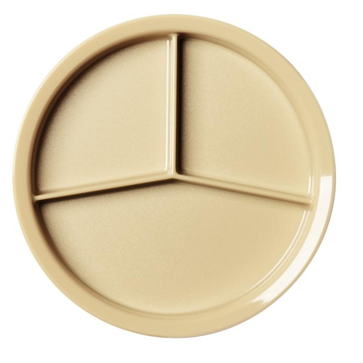 [HK93BCW133] Plato 3 compartimentos 24.1 cm borde delgado beige - Cambro