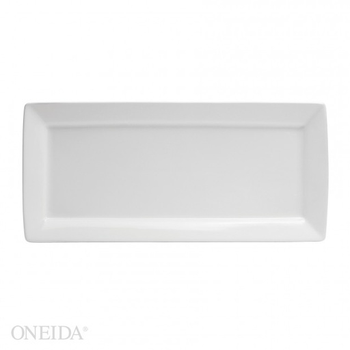 [F8010000383S-O] Plato Rectangular Europeo de Porcelana Fina Blanco Brillante, 36.8 cm (Outlet) - Oneida