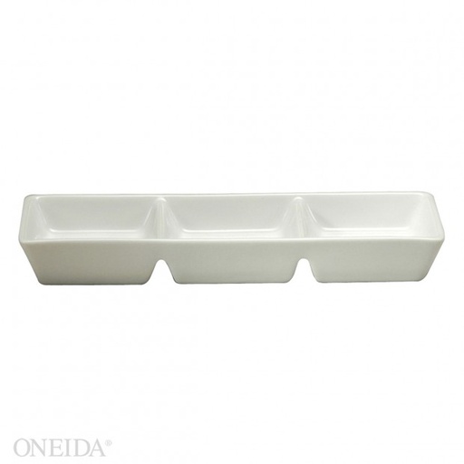 [R4020000945-O] Plato rectangular 3 campos porcelana fina 18.3cm fusión (Outlet) - Oneida