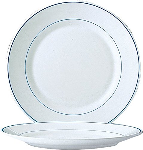 [24767-O] Plato redondo filete delft blanco 25.4 cm templado (Outlet) - Arcoroc