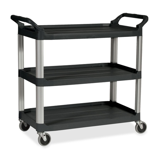 [FG342488BLA] Carro de servicio negro abierto 3 estantes - Rubbermaid Local