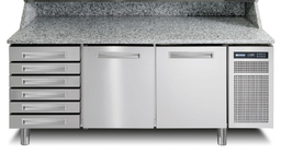 [7SP83IP4KA004] Mesa para pizza de 2 puertas refrigeradas y 6 cajones neutros - Afinox